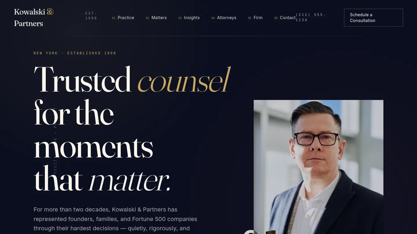 Kowalski & Partners website — built by Dekada72H