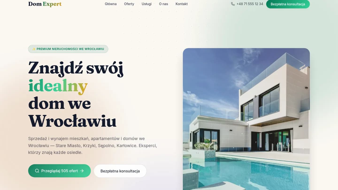 Strona Dom Expert — realizacja Dekada72H